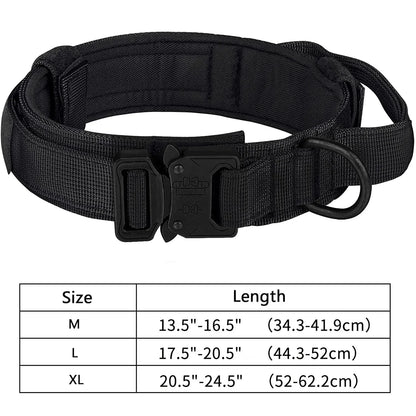 Tactical Dog Collar Adjustable Military Nylon Dog Collar with Control Handle Heavy Duty Metal Buckle for Medium Large Dogs