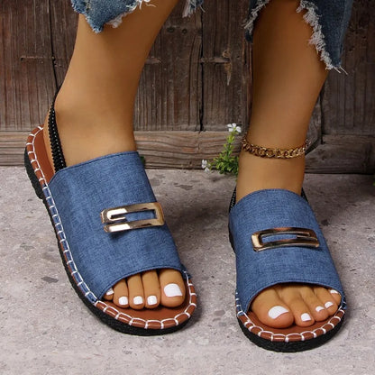 Women Casual Beach Holiday Luxury Sandals 2024 Summer New Fashion Outdoor Flat Sandals Open Toe Sandals Women Shoes for Women