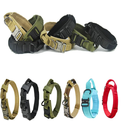 actical Dog Collar  Adjustable Military Training Nylon Dog Collar with  Heavy Metal Buckle for Medium and Large Dogs