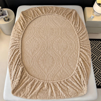 Warm Fleece Elastic Fitted Bed Sheet Thermal Winter Sheets Mattress Topper Protector Cover for Single Couple Double Bedsheet