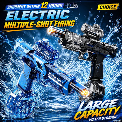 Electric Water Gun with Flashing Function Continuous Spray Water Gun Summer Outdoor Game Water Gun Children's and Adult Toy Gift