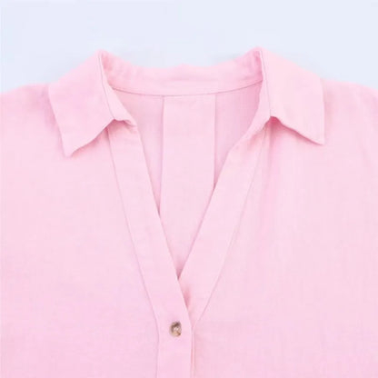 HipSeam Wide Sleeved Shirt Women Spring Asymmetric Hem Button Women's Shirts Simple Lady Johnny Collar Linen Shirts & Blouses