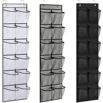 12 Pockets Over the Door Shoe Organizer Large Mesh Pockets with 2