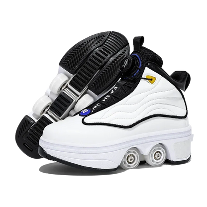 Unisex Automatic Retractable Roller Skates Women's High Top Sports Shoes with Wheels Dual-purpose Skating Sports Shoes