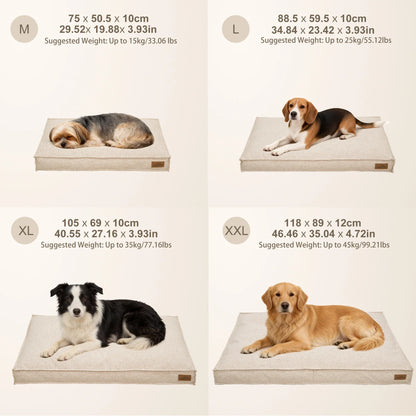 Large Dog Bed Washable Rectangular Dog Pet Pillow Bed with Linen Cover Foam Base Waterproof Lining Calming Sleep Pet Bed Mattress