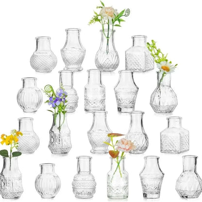 10/20pcs Mini Glass Vase Modern Clear Hydroponic Flower Vase Retro