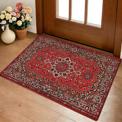Mysterious Red Persian Carpet Floor Mat Cozy Flannel Soft Thick Non-Slip Mat For Living Room Bedroom Kitchen Decor Rugs