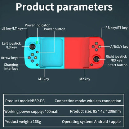 D3 Wireless Stretchable Game Controller Bluetooth 5.0 Mobile Phone Gamepad Controller For iPhone Huawei Xiaomi Android Switch PC
