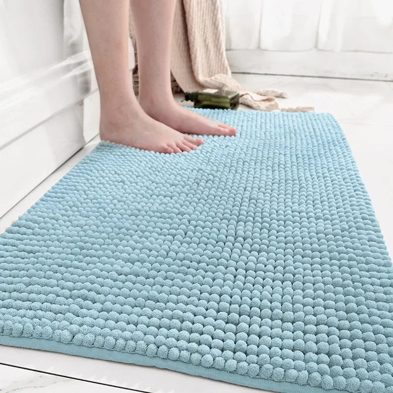 Chenille Bath Mats Encrypted Thickened Short Plush Strong Water-absorbent Non-slip Bathroom Rug Carpet Quick-drying Foot Mat