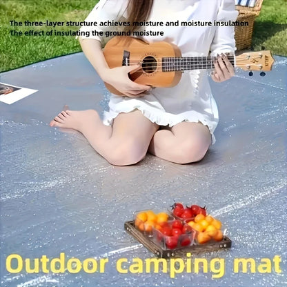 Camping Mat Waterproof Large Foldable Silver Blue Four Season Moisture Proof Easy Clean Picnic Beach Park Outdoor Hiking Travel