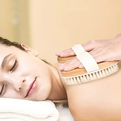 Natural Bristle Shower Brush | Gentle Exfoliating & Skin Renewal | Home Spa Massager | Perfect for Back Scrubbing & Body Care