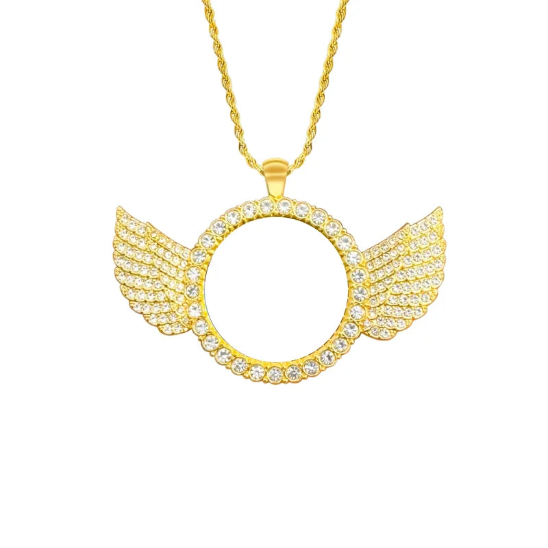 Personalised Heart-Shaped Wings Necklace, Custom Photo Necklace, DIY Gift, Commemorative Present