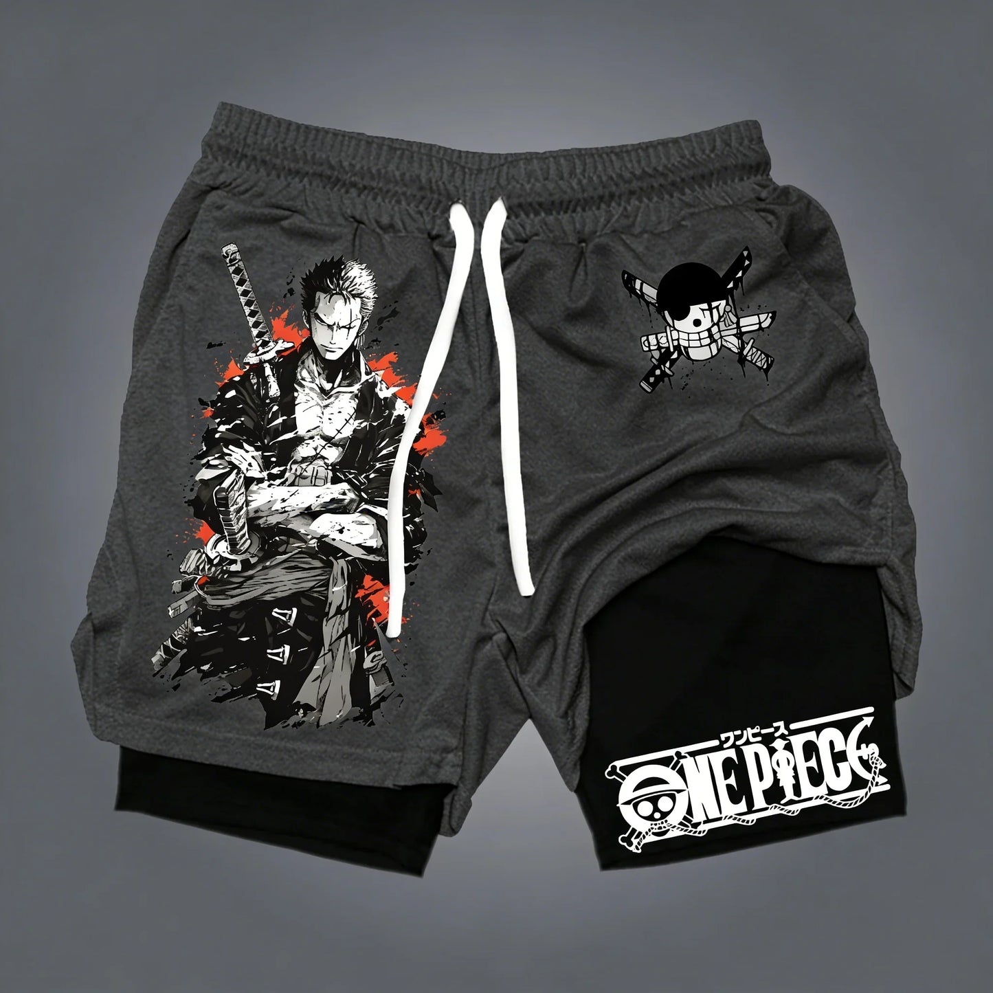 ONE PIECE Anime Roronoa Zoro Printed Sports Shorts 2026 Summer New Unisex Y2K Quick Drying Breathable 2-in-1 Beach Shorts