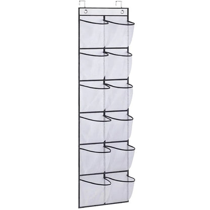 12 Pockets Over the Door Shoe Organizer Large Mesh Pockets with 2