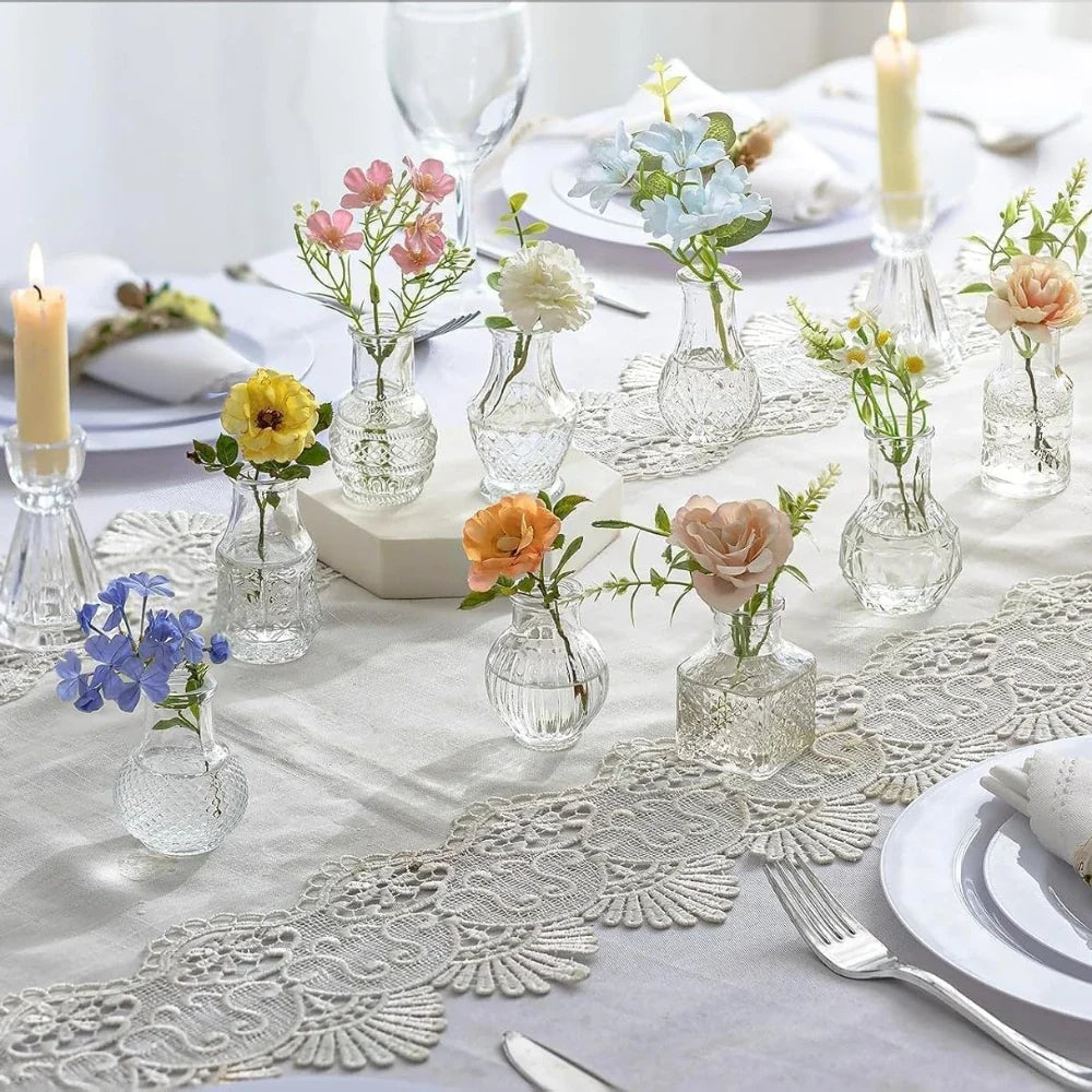 10/20pcs Mini Glass Vase Modern Clear Hydroponic Flower Vase Retro