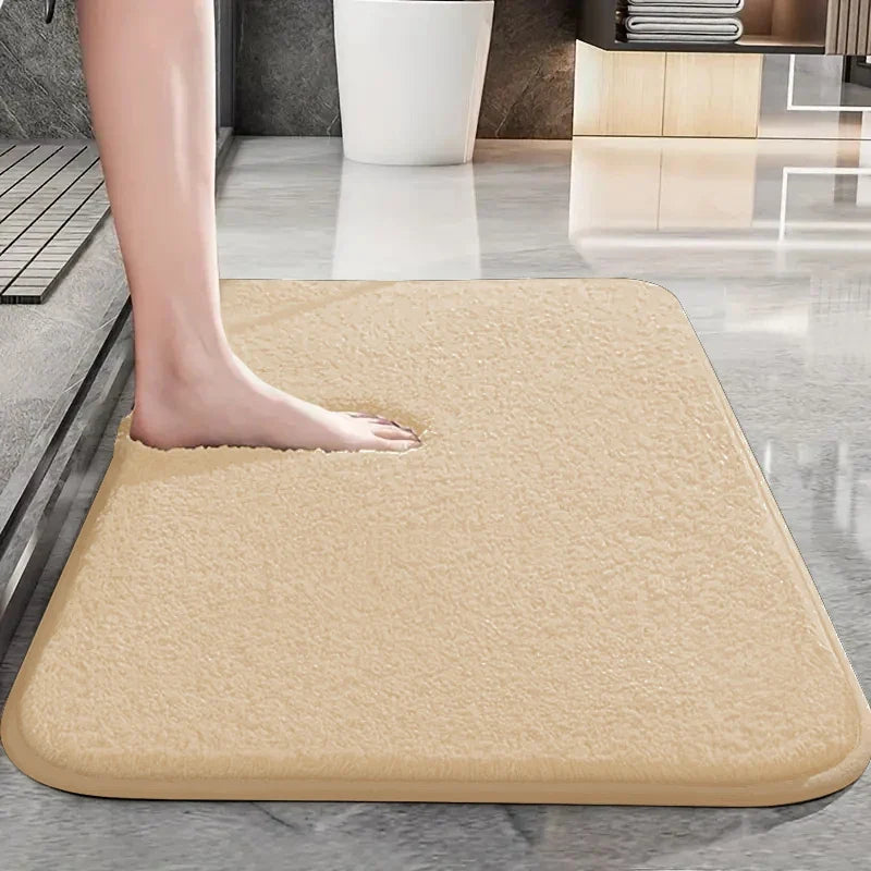 Thickened solid color bathroom non-slip floor mat shower room door absorbent foot mat square long hair toilet mat