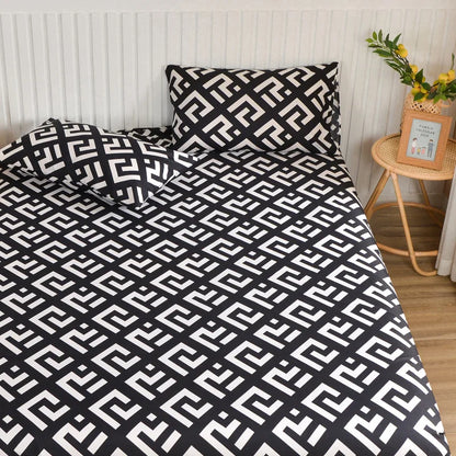 Simple Style Bedsheet Breathable Bed Cover Fitted Sheet with Elastic Band Mattress Protector Home Bed Linen (No Pillowcase)