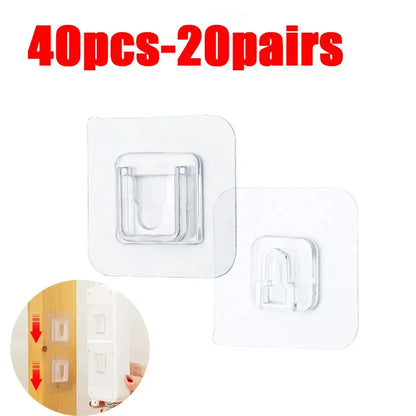 Double Sided Adhesive Wall Hooks Hanger Strong Transparent Suction Cup Storage Socket Hooks Bathroom Kitchen Bedroom Hook Kit
