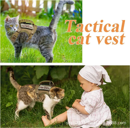 1PC Tactical Cat Harness Reflective Pet Vest With Handle Adjustable Outdoor Walking Training Cat Accessories