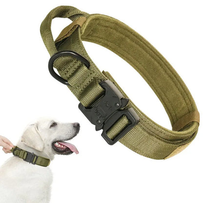 Pet Products Outdoor Tactical Dog Collar Metal Buckle Breathability Nylon Collar Medium and Large Dog Training Neck Collar Dog