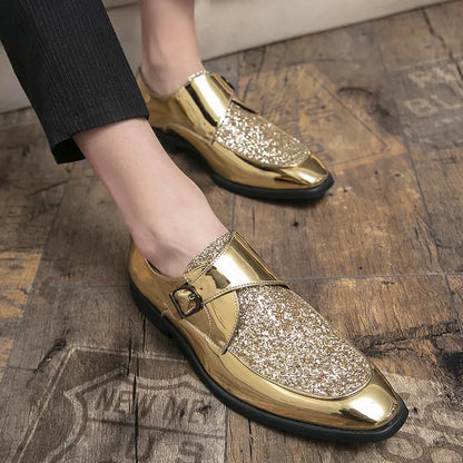 Shoes Men Casual Man Men's Summer Shine Gold Dress Patent Leather For Mens Gold Moccasins Business Pointed Bussiness Luxury