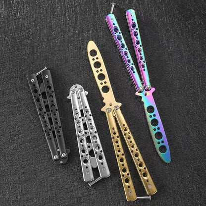 Folding Butterfly Knife Trainer Stainless Steel Pocket Practice Training Uncut Tool for Outdoor Games Hand Movements