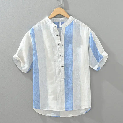 Striped Male Shirts Loose Short Sleeve Men's Shirt Elegant New In Casual Clothes Sale High Quality Luxury Normal Aesthetic Tops