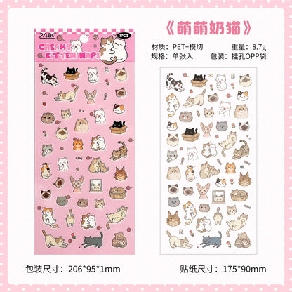 1 Sheet Kawaii Pet Clear PET Sticker, Mini Dog Cat Panda Rabbit