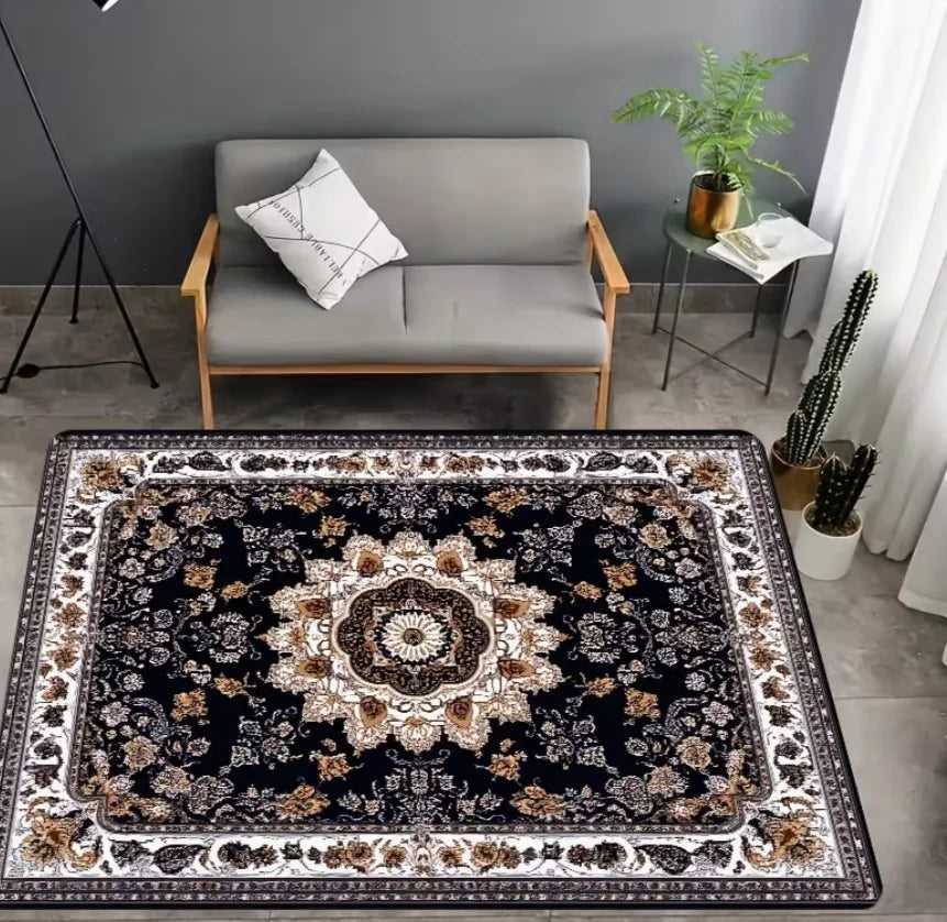 Style Carpet] Bohemian Persian Style Dark Pattern  Modern Home Decor Carpet Non-Slip Living Room, Bedroom, and Outdoor Use