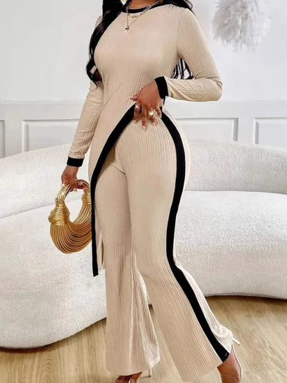 2025 Spring New Casual Trousers Set Woman Irregular Tops Wide Leg Elastic Waist Elegant Fashion Urban Female Office Commute Sets