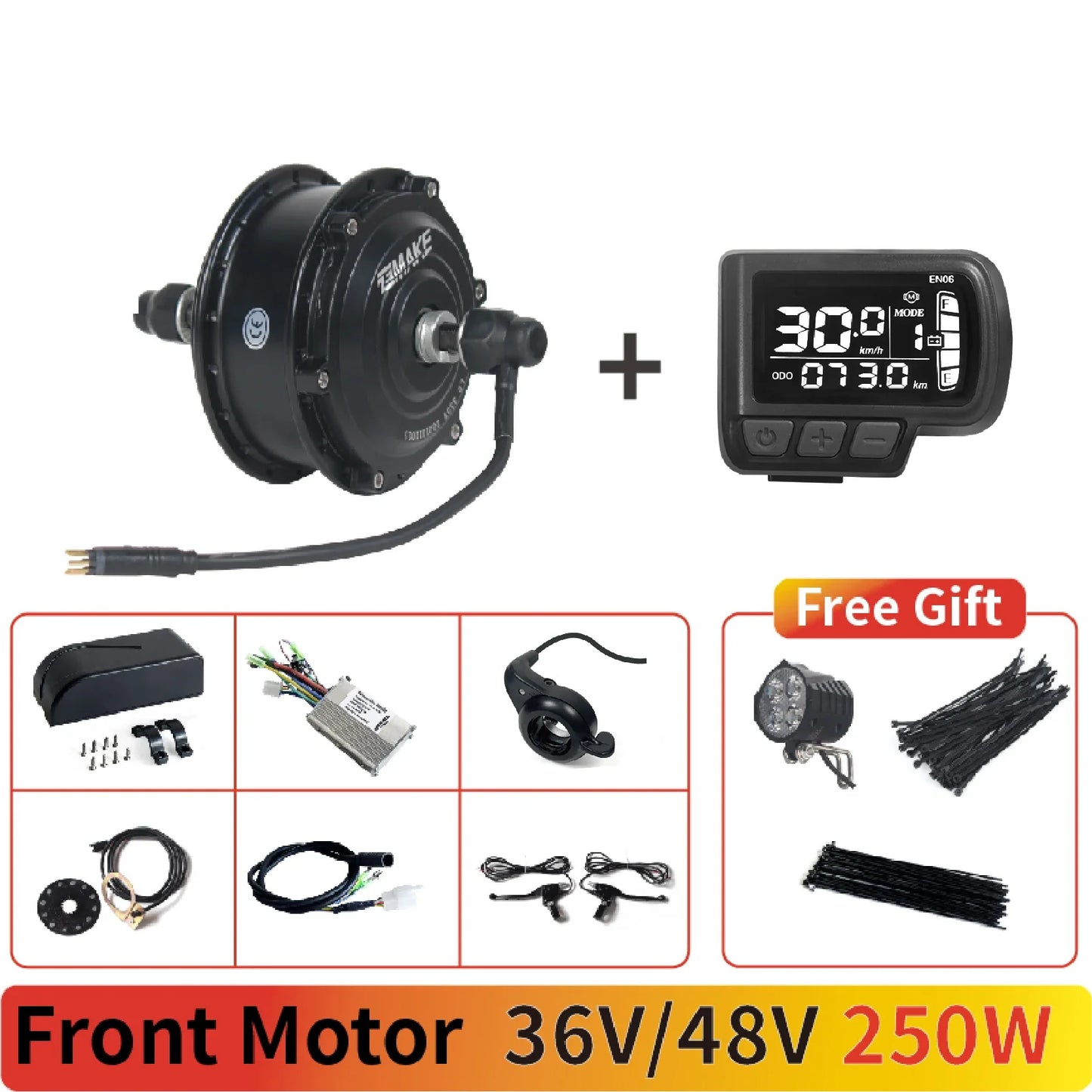 Ebike Motor Kit High Speed Brushless Gear Hub 36V 48V 350W 500W Electric Bike Conversion  Front Cassette Rear display P6 ZEMAKE