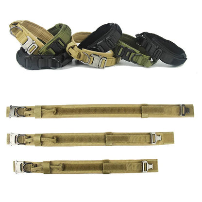Tactical Dog Collar with Heavy Duty Metal Buckle Control Handle Nylon Military Dog Collar for Medium Large Dog