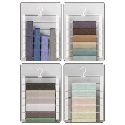Multi-Layer Pants Hanger Space Saving Closet Organizer Foldable Trousers Clothes Rack Wardrobe Storage with Non Slip Clips