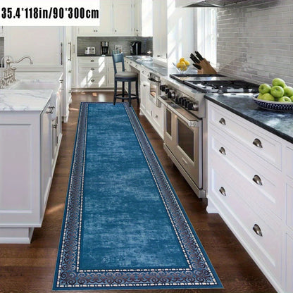 Blue Long Runner Rugs Bohe Carpet for Living Room Hallway Home Decor Kitchen Floor Mat Laundry Rugs Finely Edged Balcony  Mat