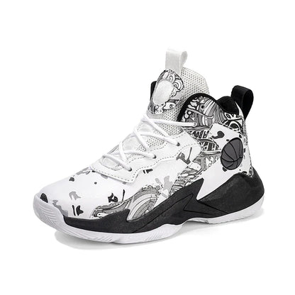 Fashion Basketball Shoes for Kids High-top Sneakers Children Casual Sports Shoes Ankle-protected Anti-slippery Gym Trainers Boys