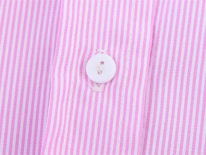Spring Shirts Tops Women's 2025 New Chic Striped Slim Elegant Office Women's Shirt Fashion Street Youth Long-Sleeved Shirt