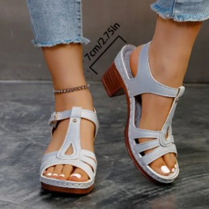 Plus Size 43 Sandals for Women Summer Fashion and Lightweight Peep Toe Hihg Heels Woman Ankle Strap Casual Gladiator Sandals