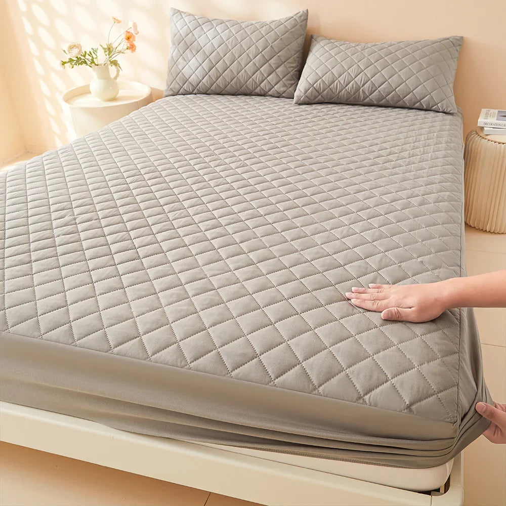 1pc Quilted Waterproof Fitted Sheet, Machine Washable Mattress
