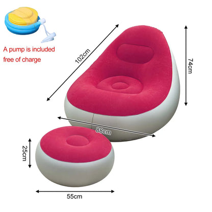 1PC Nflatable Air Sofa Chair with Footrest, Portable Lounge Chair Set