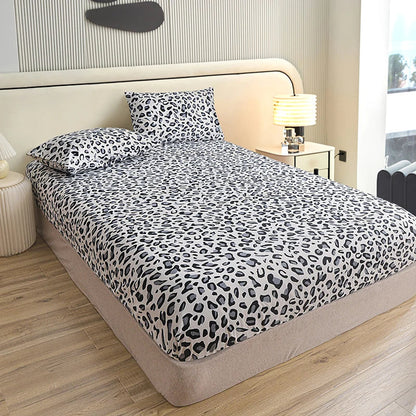3Pcs/Set or 1Pcs Leopard Print Fitted Sheet, Animal Pattern Bedding Set with Pillowcases, Soft Microfiber Bed Sheet for Bedroom
