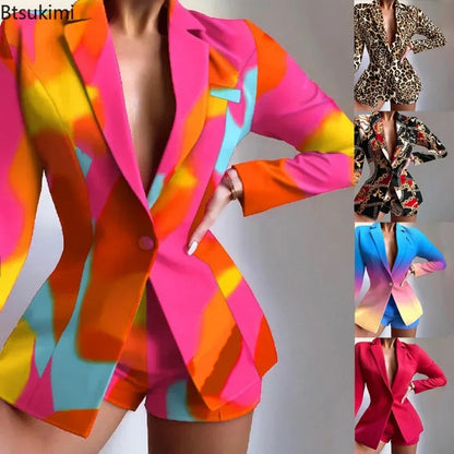 New Fashion Women's Suit Sets Slim Fit Temperament Blazer Short Pants Two-piece Sets Spring Summer Elegant Suit Shorts 2pcs Sets