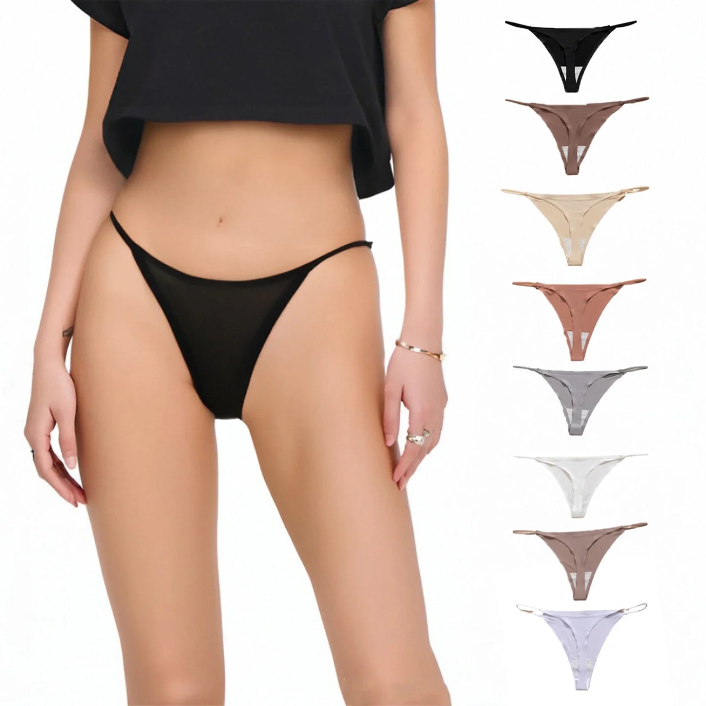 Ice Silk Underwear Trendy Thin Strap Ladies Underwear Plus Size Underwear Lightweight Stretchy Breathable Smooth Soft Underwear