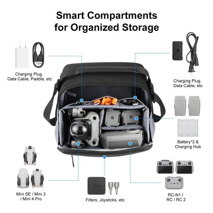 Drone Storage Bag Photography Camera Crossbody Shoulder Bag Waterproof PU Fabric For DJI Mini Series / Osmo Pocket Series