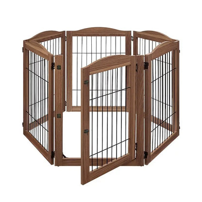 Wooden Pet Fence Dog Fence Freely Combinable Pet Isolation Door Indoor Foldable Dog Cage for Small and Medium Dogs Pet Supplies