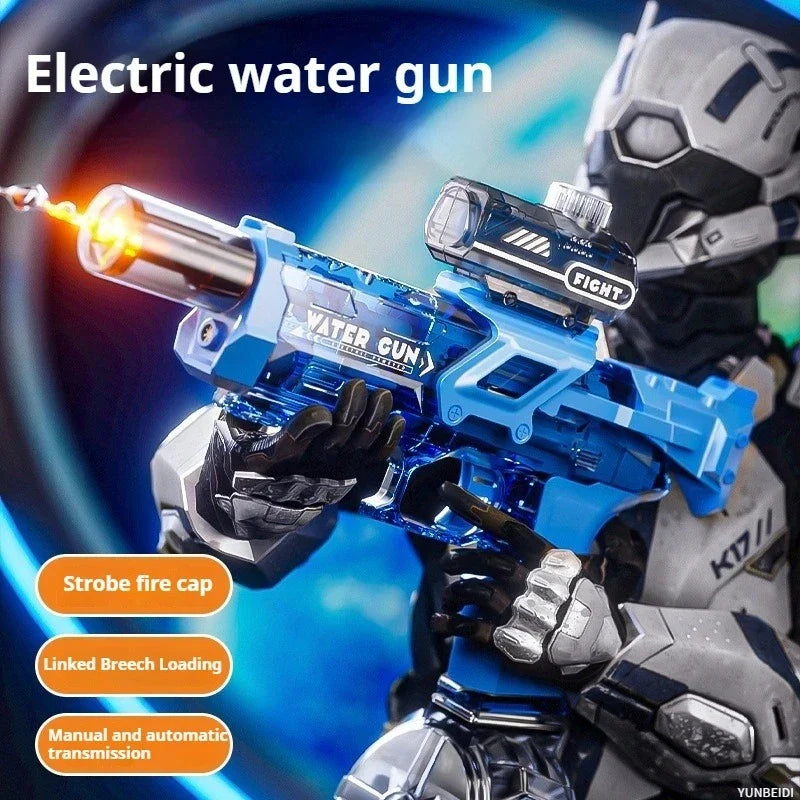 Electric Water Gun with Flashing Function Continuous Spray Water Gun Summer Outdoor Game Water Gun Children's and Adult Toy Gift