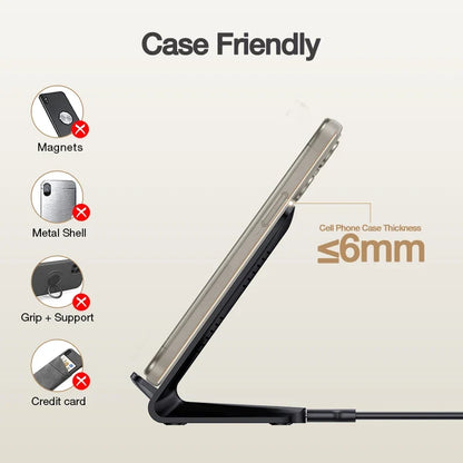 1HORA Wireless Charging Stand 15W Fast Charging Overload Protection 60° Angle Upright For Motorola and Sony Samsung iPhone