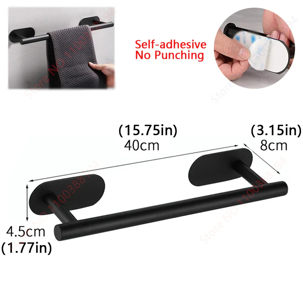 Adhesive Bathroom Hardware Accessories Towel Rack Toilet Paper Dispenser Holder Wall Coat Hooks Towel Rail Ring Roll Hanger Set