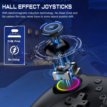 NC300 Dual Hall Gamepad Console RGB Light Wireless Controller For Switch/Android/IOS/PC/Steam
