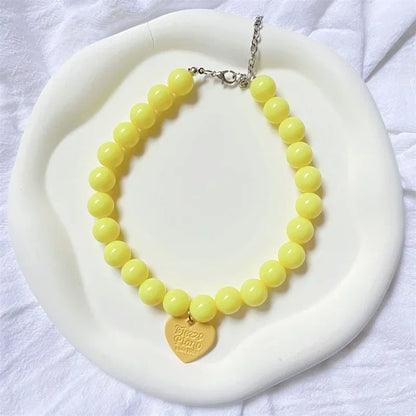 Princess Heart Pendant Pet Pearl Collar Dog Necklace Cat Jewelry Collar Puppy Accessories Dog Chain Chihuahua Wedding Jewelry