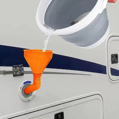 Campervan Water Filling Funnel for RV with Flushing Feature Durable Material for Camping Road Trip